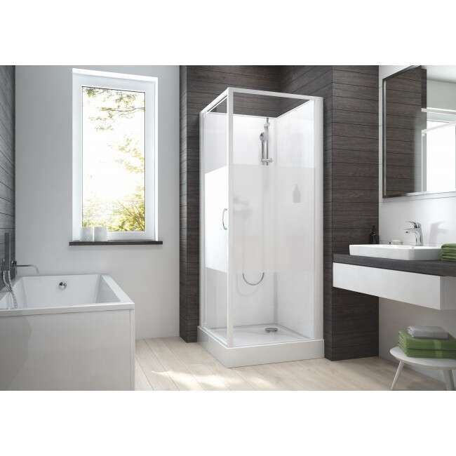 Image du produit CABINE DE DOUCHE IZIBOX2 CARREE 80 PORTE PIVOTANTE VS OPAQUE CENTRAL