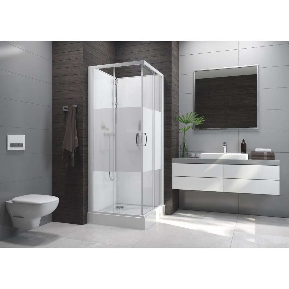 Image du produit CABINE DE DOUCHE IZIBOX2 CARREE ANGLE 80 PORTES COULISSANTES VS