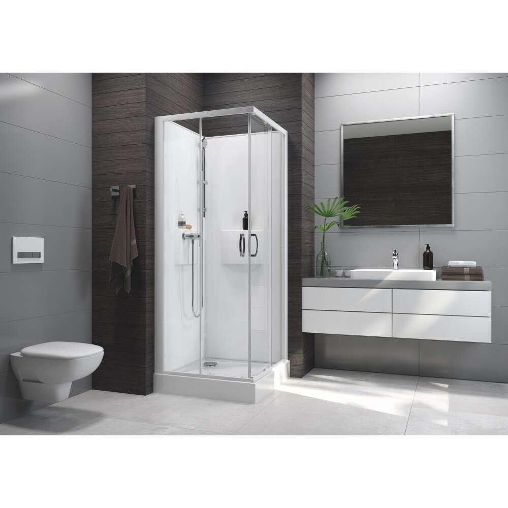 Image du produit CABINE DE DOUCHE IZIBOX2 CARREE ANGLE 80 PORTES COULISSANTES VT