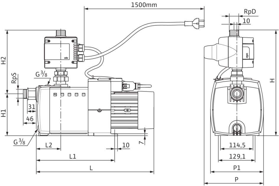 Image du produit POMPE ARROSAGE HIMULTI 3C-24P + PROTECTION MANQUE D'EAU