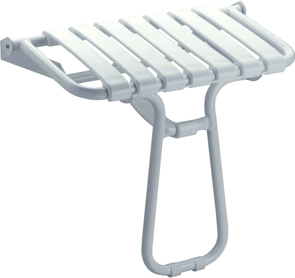 Image du produit Si&egrave;ge de douche 7 lattes blanc, avec b&eacute;quille blanc, H 500 mm, tube alu. &Oslash; 25 mm