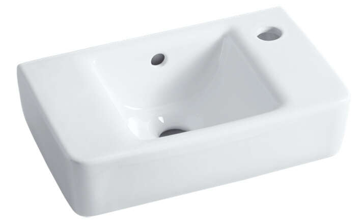 Image du produit Lave-mains Geberit Renova Plan, compact: 40x25cm, Trou rob. droite, Blc