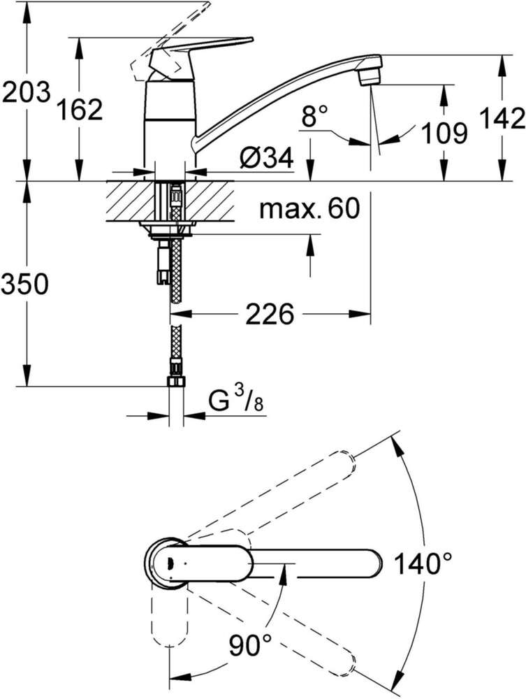 Image du produit Mitigeur monocommande Evier BauEdge Chrom&eacute;