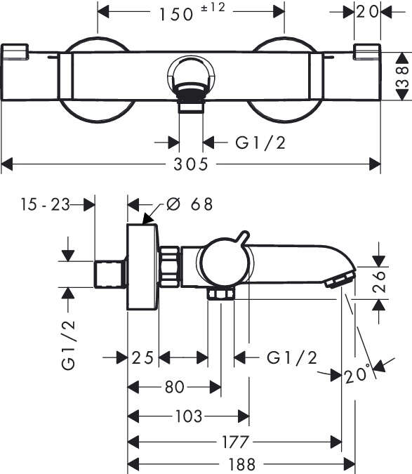 Image du produit Comfort C3 Mitigeur Thermostatique bain/douche Ecostat