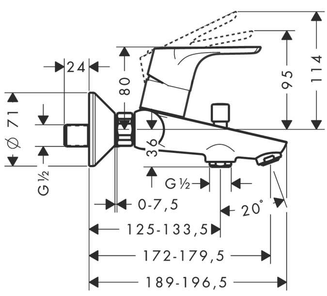 Image du produit Mitigeur bain/douche C2 avec cartouche &agrave; 2 vitesses Focus