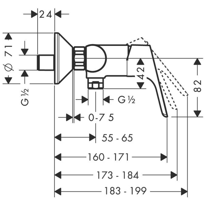 Image du produit Mitigeur douche C2 avec cartouche &agrave; 2 vitesses Focus