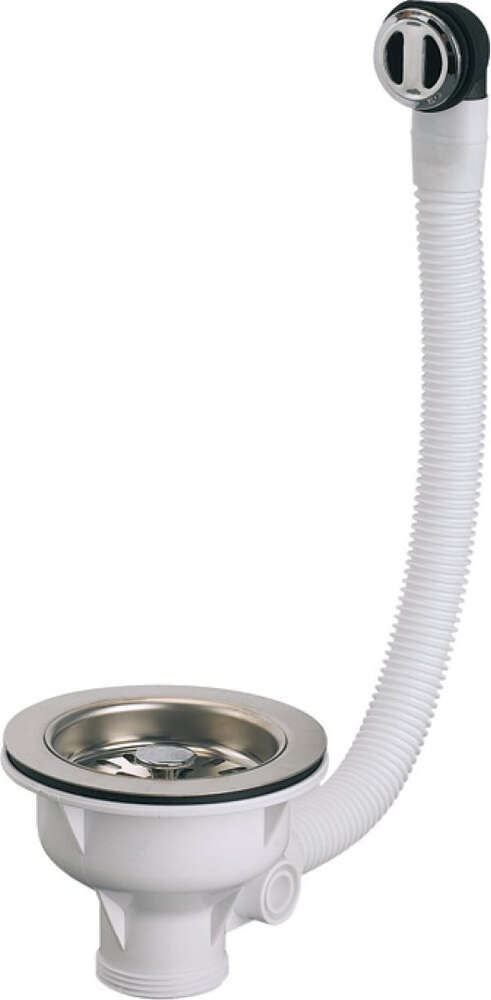 Image du produit Bonde &eacute;vier &Oslash;90mm, panier inox, cuvette &Oslash;113, serrage 0 &agrave; 25, avec trop-plein