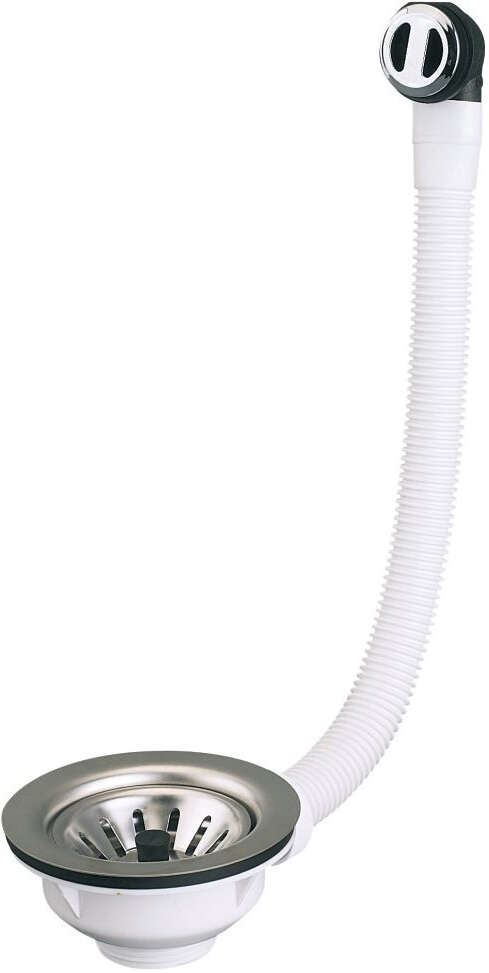 Image du produit Bonde &eacute;vier &Oslash;90mm, panier inox, cuvette &Oslash;114, serrage 0 &agrave; 22, avec trop-plein