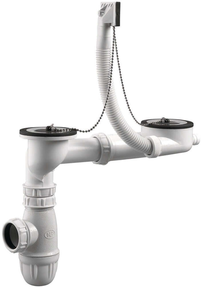 Image du produit Equipement &eacute;vier 2 cuves &Oslash;50mm &agrave; bouchons, serrage 0 &agrave; 10mm, avec trop-plein