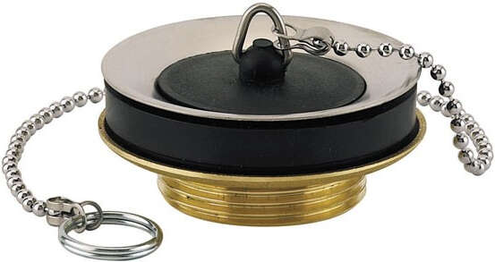 Image du produit Bonde lavabo &agrave; bouchon noir et cha&icirc;nette, corps laiton, serrage 5 &agrave; 50mm