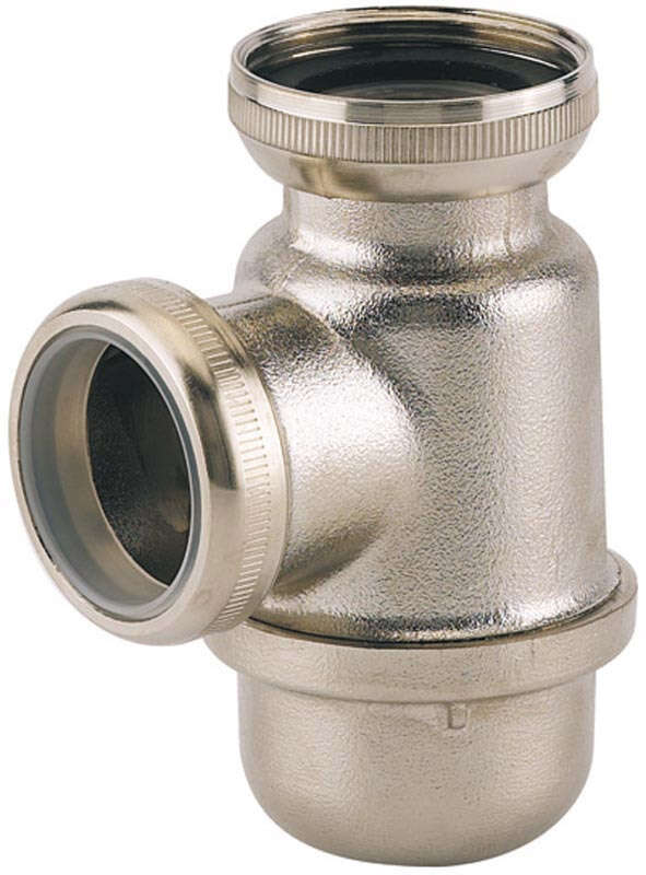 Image du produit Siphon lavabo nickel mat, non r&eacute;glable, sortie &Oslash;32mm, d&eacute;bit : 36 l/mn