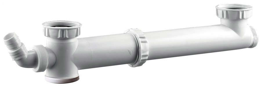 Image du produit Tubulure &eacute;vier 2 cuves, entraxe r&eacute;glable 160 &agrave; 360mm, 1 prise