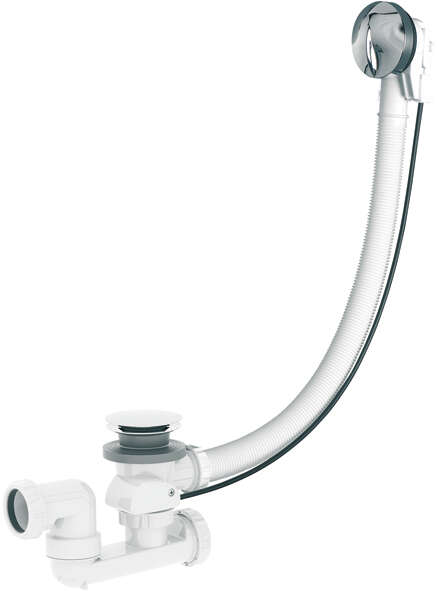 Image du produit Vidage baignoire &agrave; c&acirc;ble 650mm,volant ABS chrom&eacute;,clapet inox,cuvette inox &Oslash;70mm