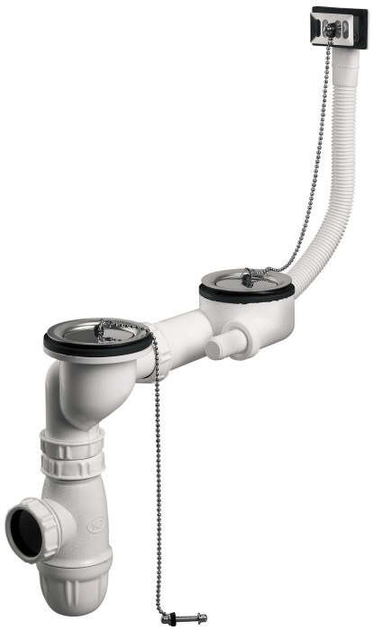 Image du produit Equipement &eacute;vier 2 cuves &Oslash;60mm, bouchons inox &Oslash;57,5mm, serrage 0 &agrave; 55mm, avec TP