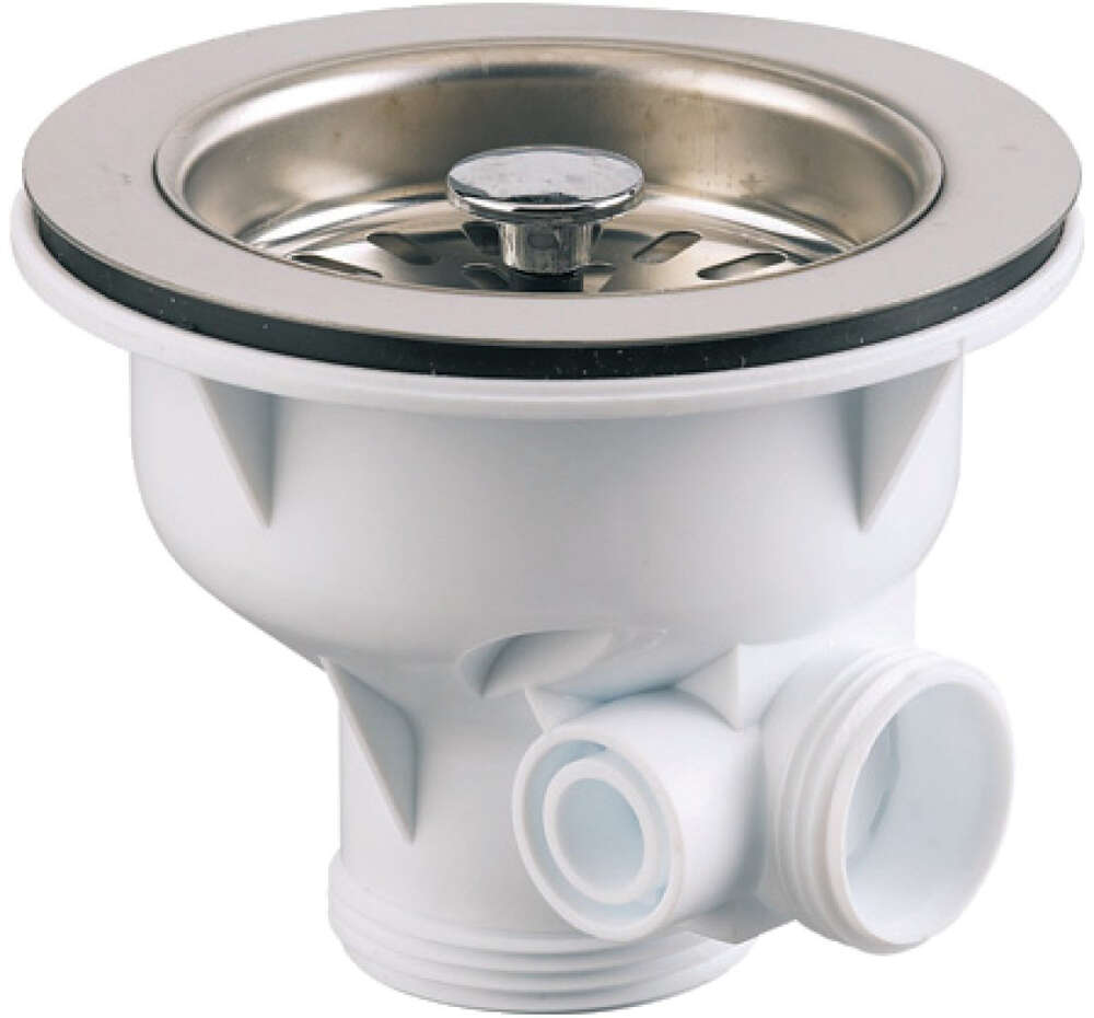 Image du produit Bonde &eacute;vier &Oslash;90mm, panier inox &Oslash;84mm, cuvette &Oslash;113mm, serrage 0 &agrave; 25mm