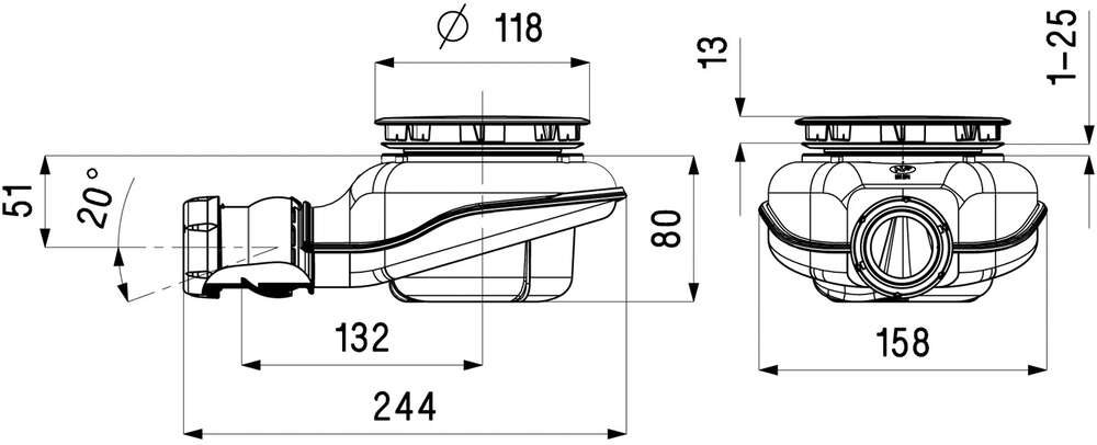 Image du produit Bonde receveur de douche TURBOFLOW&reg;2, technologie bi-mati&egrave;re, &Oslash; 90, sortie &Oslash; 40