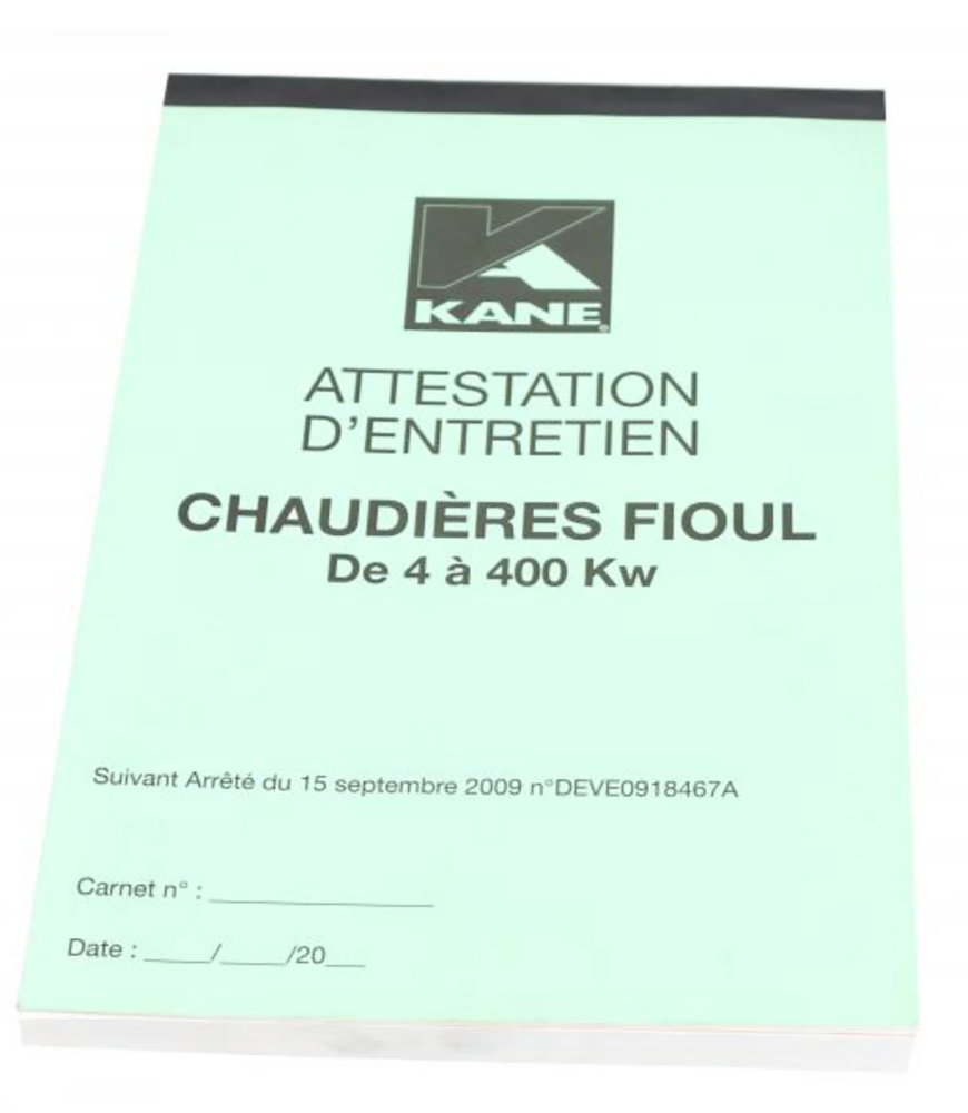 Image du produit ATTESTATION D'ENTRETIEN CHAUDIERES FIOUL