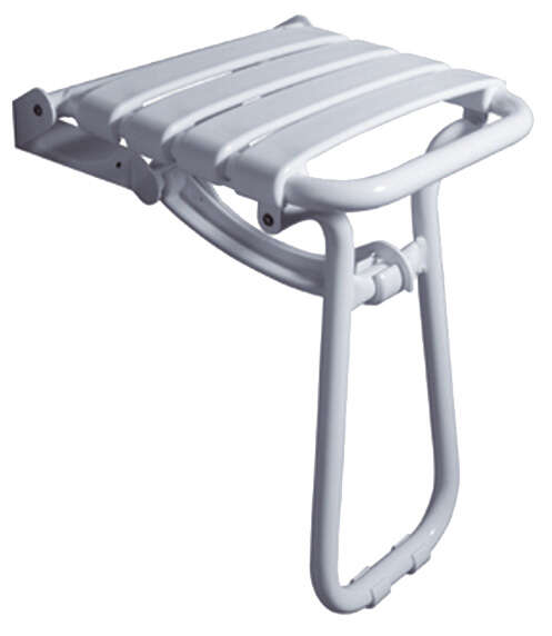 Image du produit Si&egrave;ge de douche 4 lattes blanc, avec b&eacute;quille blanc, H 500 mm, tube alu. &Oslash; 25 mm