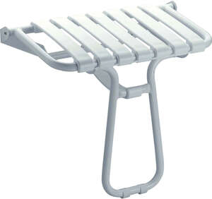 Image produit Si&egrave;ge de douche 7 lattes blanc, avec b&eacute;quille blanc, H 500 mm, tube alu. &Oslash; 25 mm
