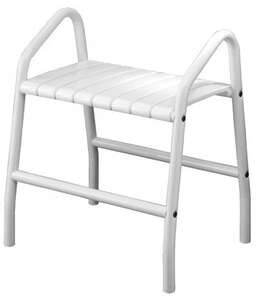 Image produit Tabouret de douche 2 poign&eacute;es assise 8 lattes, blanc, pied alu. blanc &Oslash; 30 mm