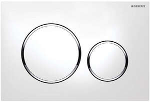Image produit Plaque Geberit Sigma20 double touche round: blanc, chrom&eacute; brillant