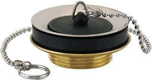 Image produit Bonde lavabo &agrave; bouchon noir et cha&icirc;nette, corps laiton, serrage 5 &agrave; 50mm