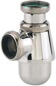 Image produit Siphon lavabo laiton chrom&eacute;, r&eacute;glable 35/90mm, sortie &Oslash;32mm, d&eacute;bit : 42 l/mn