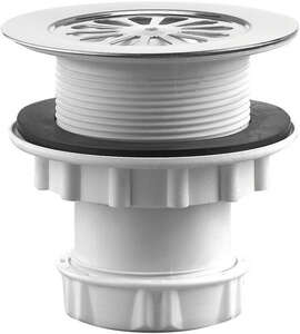 Image produit Bonde receveur &Oslash;60mm, plastique, grille &Oslash;85mm, sortie verticale, d&eacute;bit : 18 l/mn