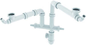 Image produit Tubulure gain d'espace joints int&eacute;gr&eacute;s &eacute;vier 2 cuves CONNECTIC r&eacute;glable H./l./P.