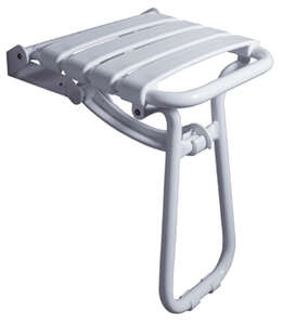 Image produit Si&egrave;ge de douche 4 lattes blanc, avec b&eacute;quille blanc, H 500 mm, tube alu. &Oslash; 25 mm