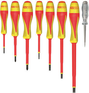 Image produit Jeu de 8 tournevis bi-mati&egrave;re isol&eacute;s 1000V